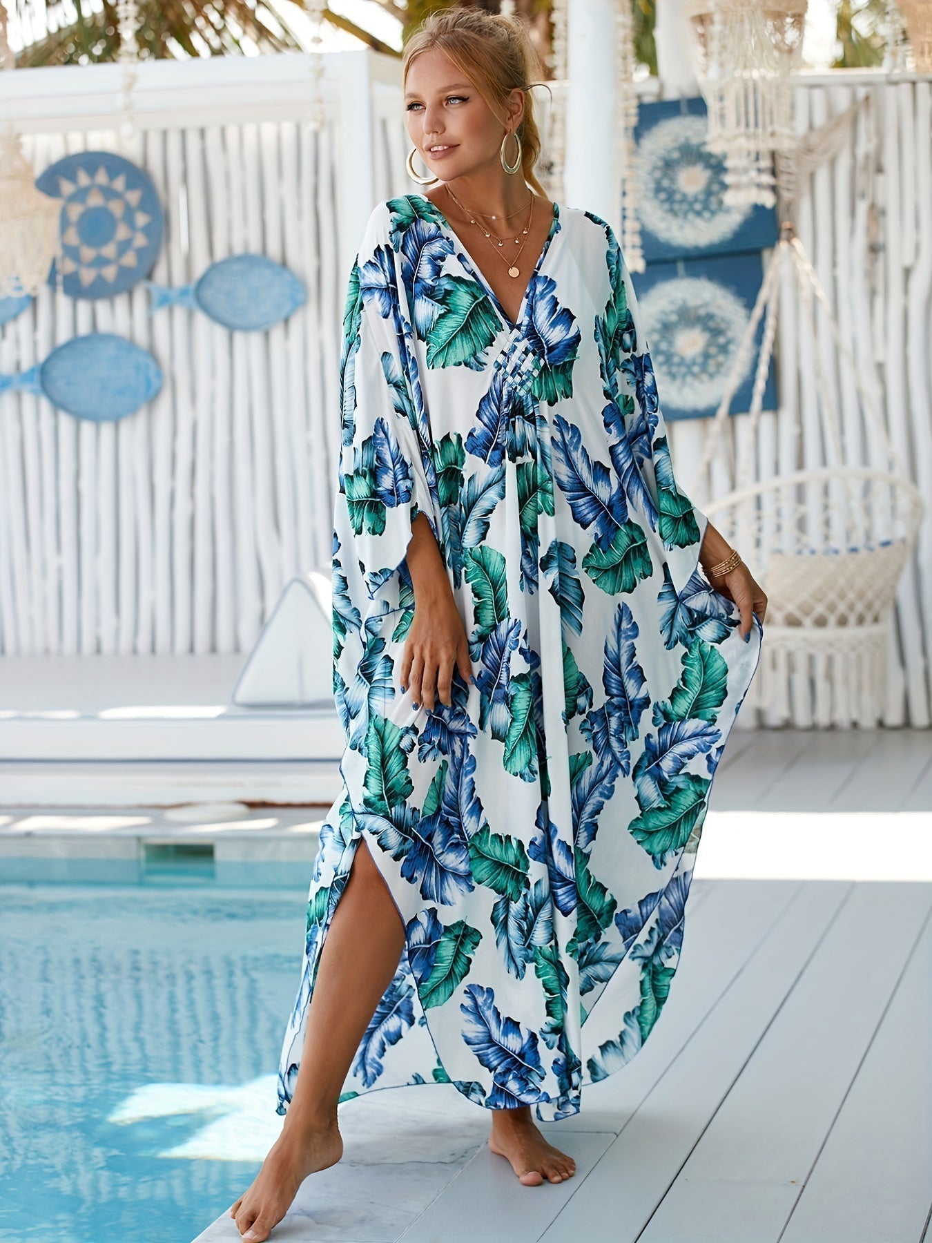 Emma | Tropical Palm Leaf Dress
