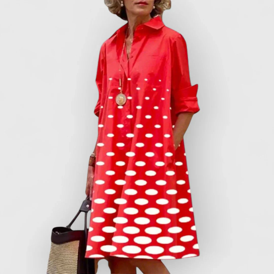 Susanne | Feminine Midi Dress With Classic Polka Dot Pattern