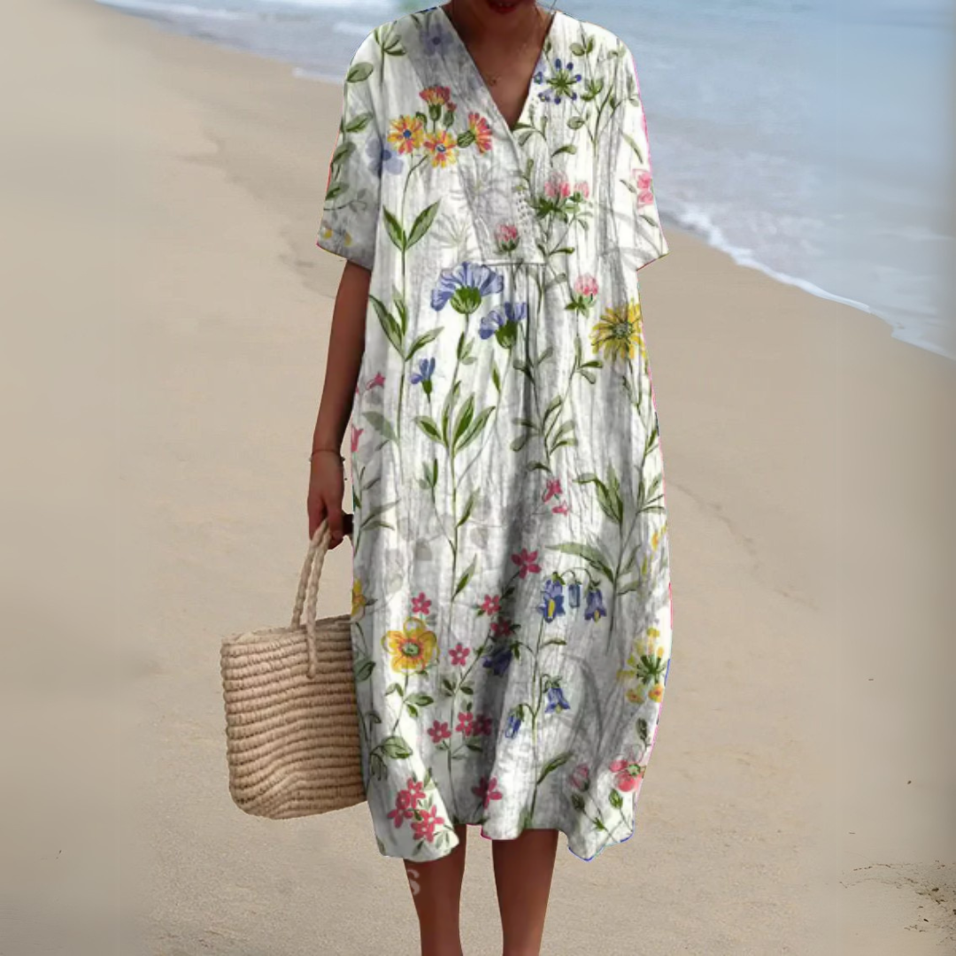 Irene | Lightweight Summer Dress With Floral Note