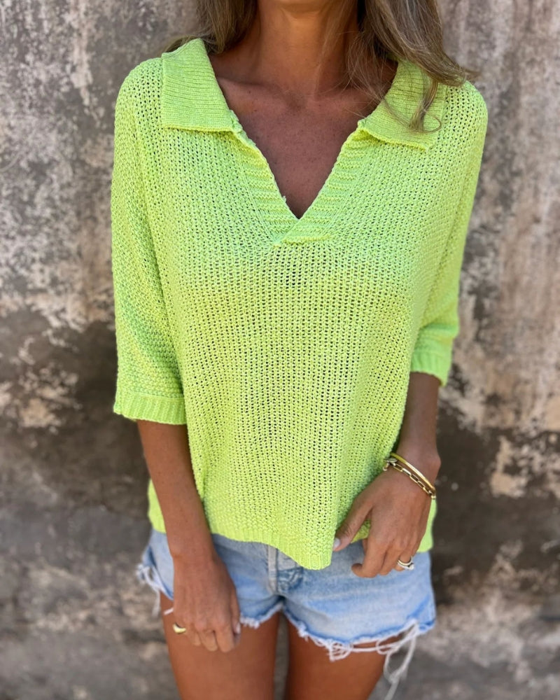 Peyton | Casual Knit Long Sleeve V-Neck Pullover