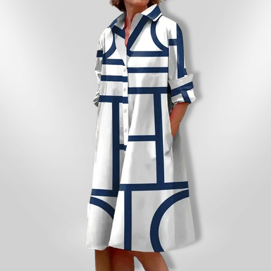 Brigitta | Airy Shirt Dress With Graphic Pattern