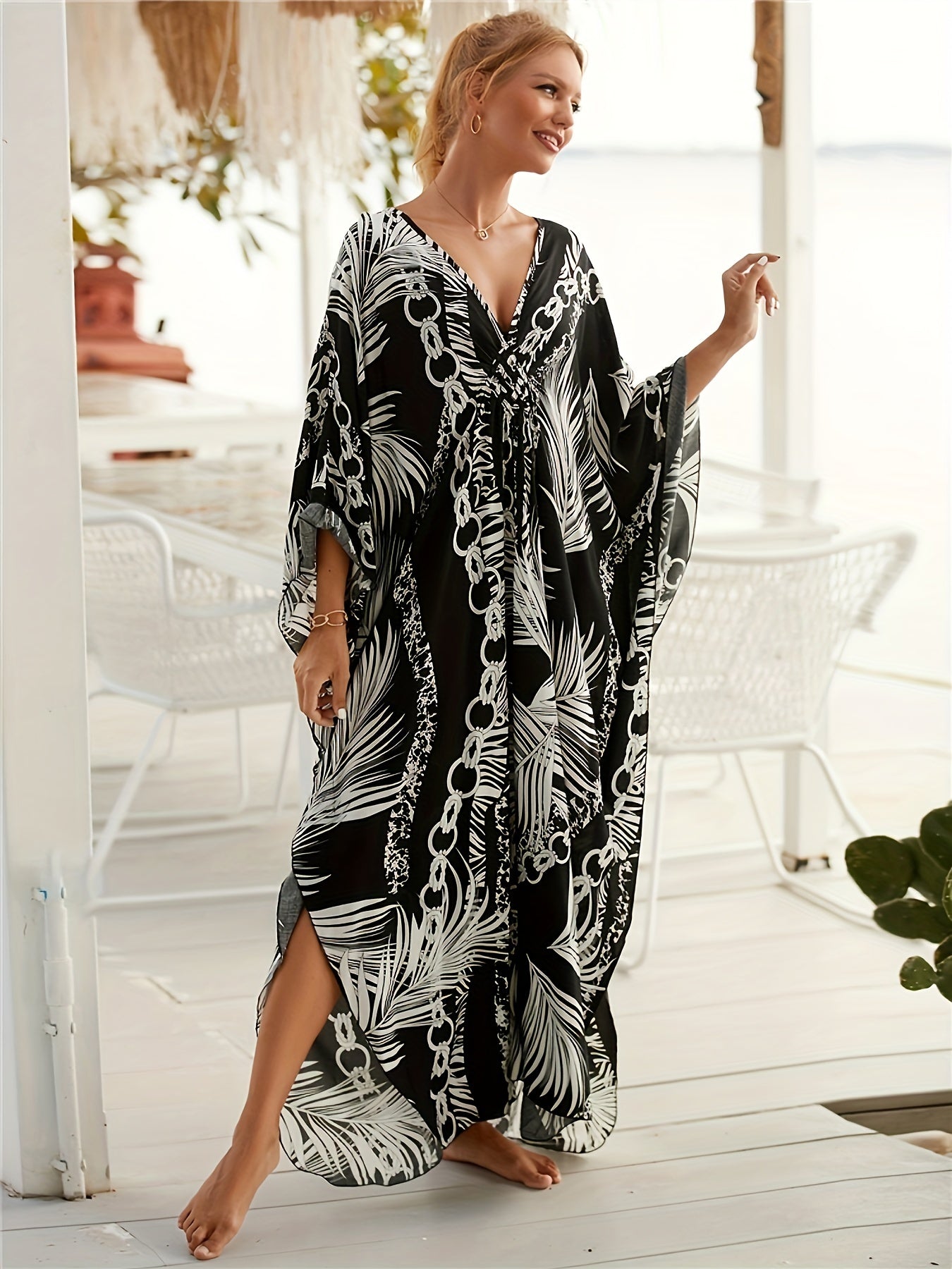 Olivia | Luxe Chain Print Kaftan Dress