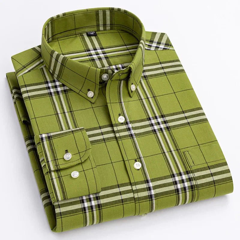 Men’s Plaid Long Sleeve Dress Shirt