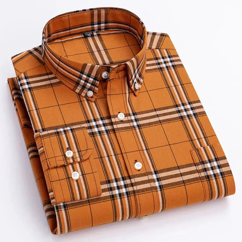 Men’s Plaid Long Sleeve Dress Shirt