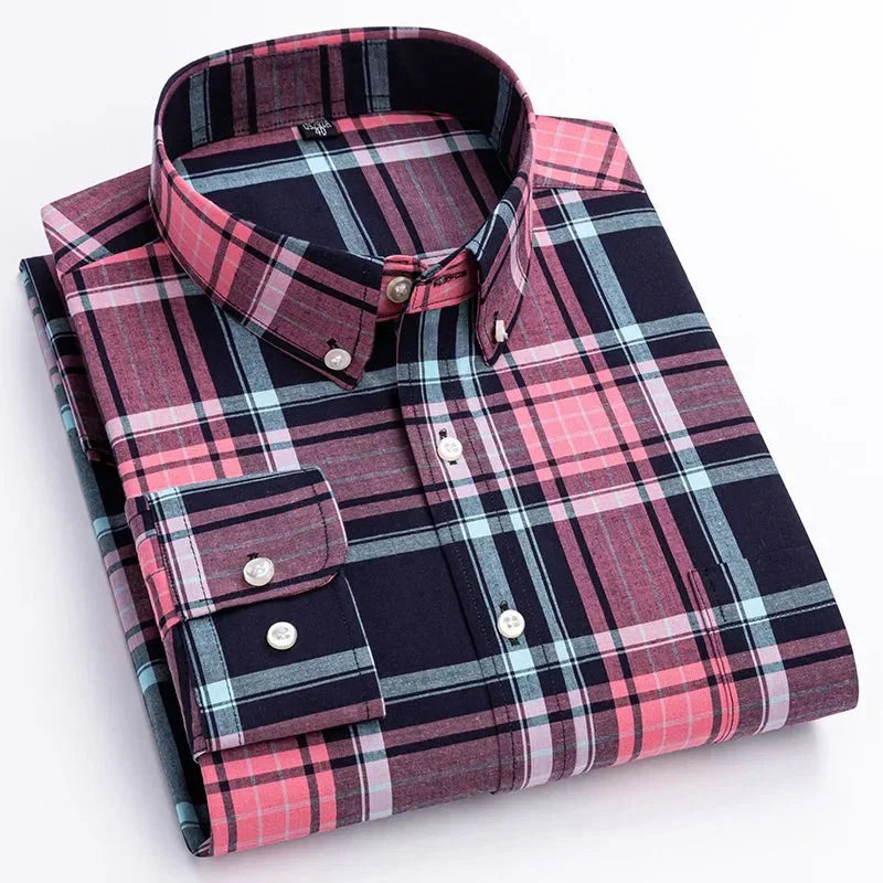 Men’s Plaid Long Sleeve Dress Shirt