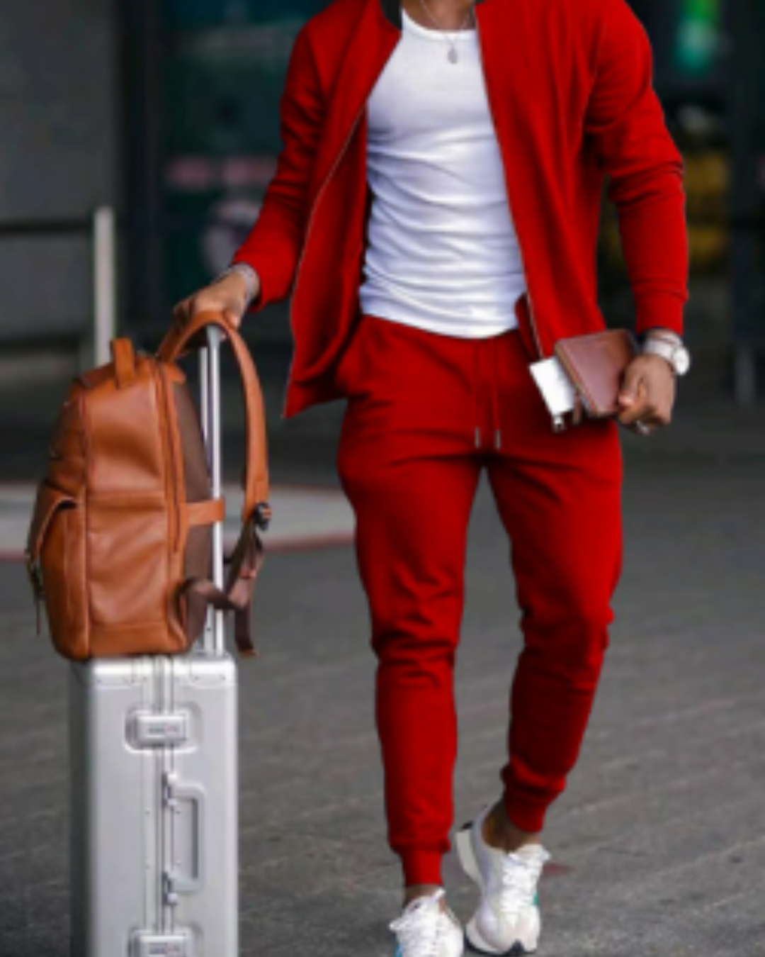Men’s Slim Fit Zip-Up Tracksuit Set