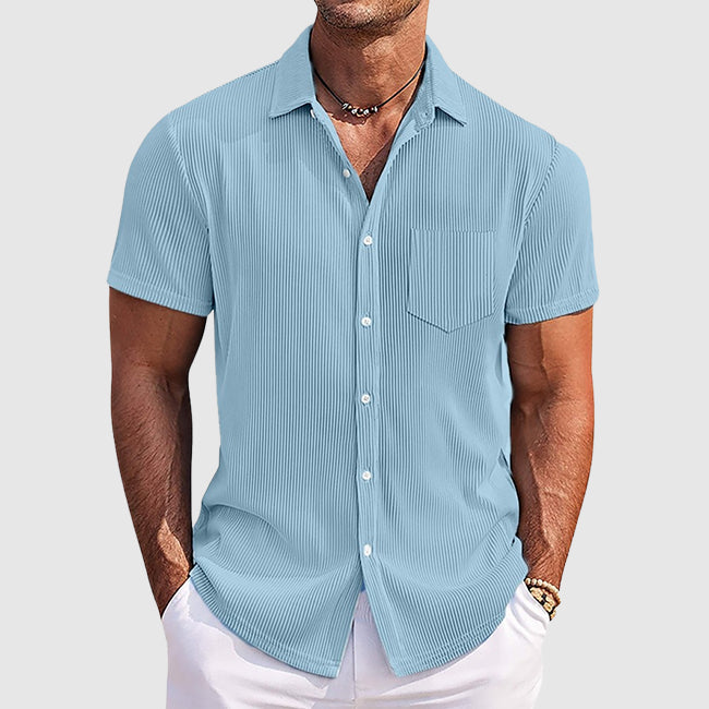Men’s Ribbed Short Sleeve Collar Shirt