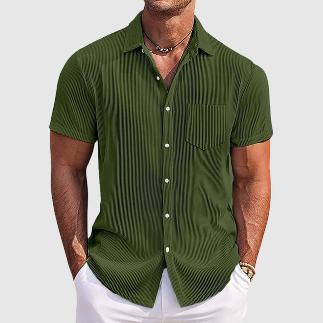 Men’s Ribbed Short Sleeve Collar Shirt