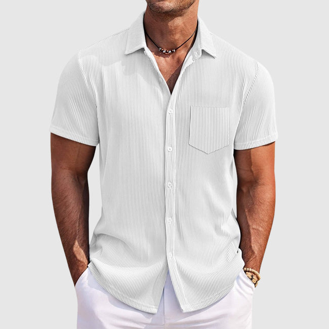 Men’s Ribbed Short Sleeve Collar Shirt