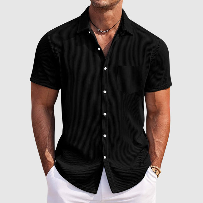 Men’s Ribbed Short Sleeve Collar Shirt
