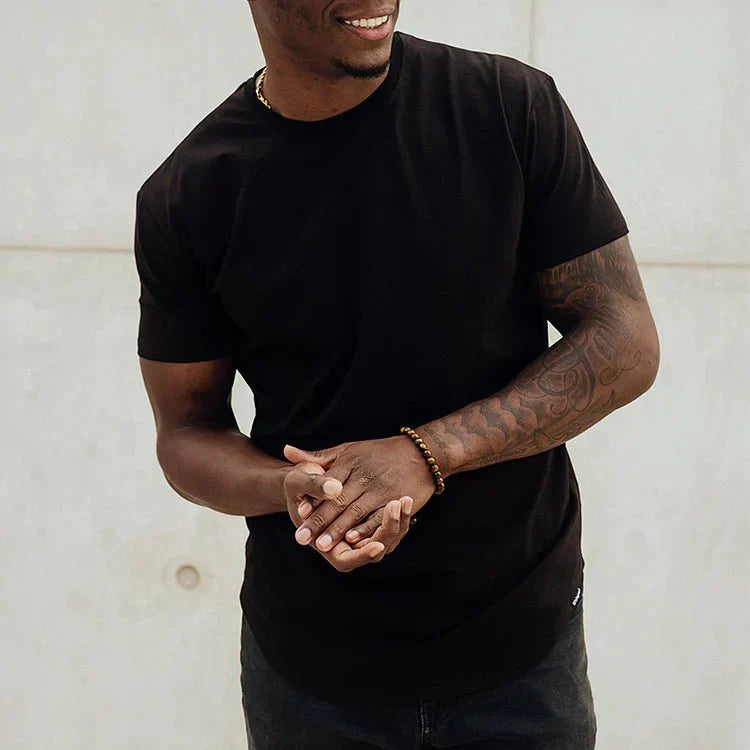 Men's Slim Fit Curved Hem Crew Neck T-Shirt