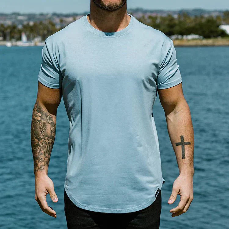 Men's Slim Fit Curved Hem Crew Neck T-Shirt