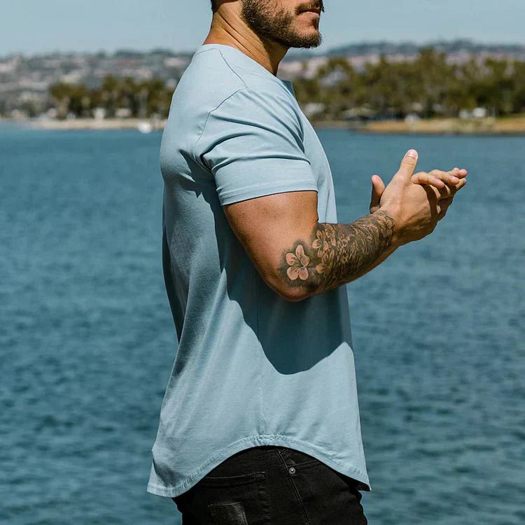 Men's Slim Fit Curved Hem Crew Neck T-Shirt
