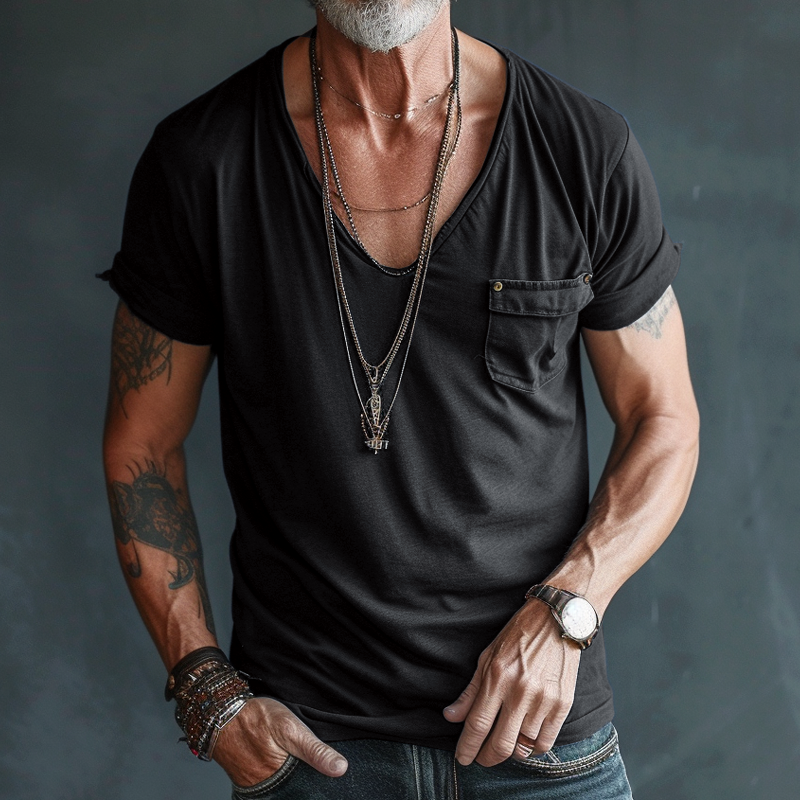 Men’s Breathable V-Neck with Pocket T-Shirt