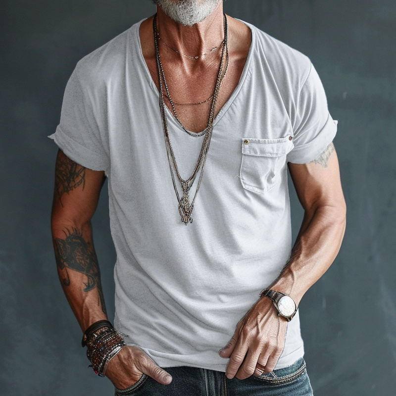 Men’s Breathable V-Neck with Pocket T-Shirt
