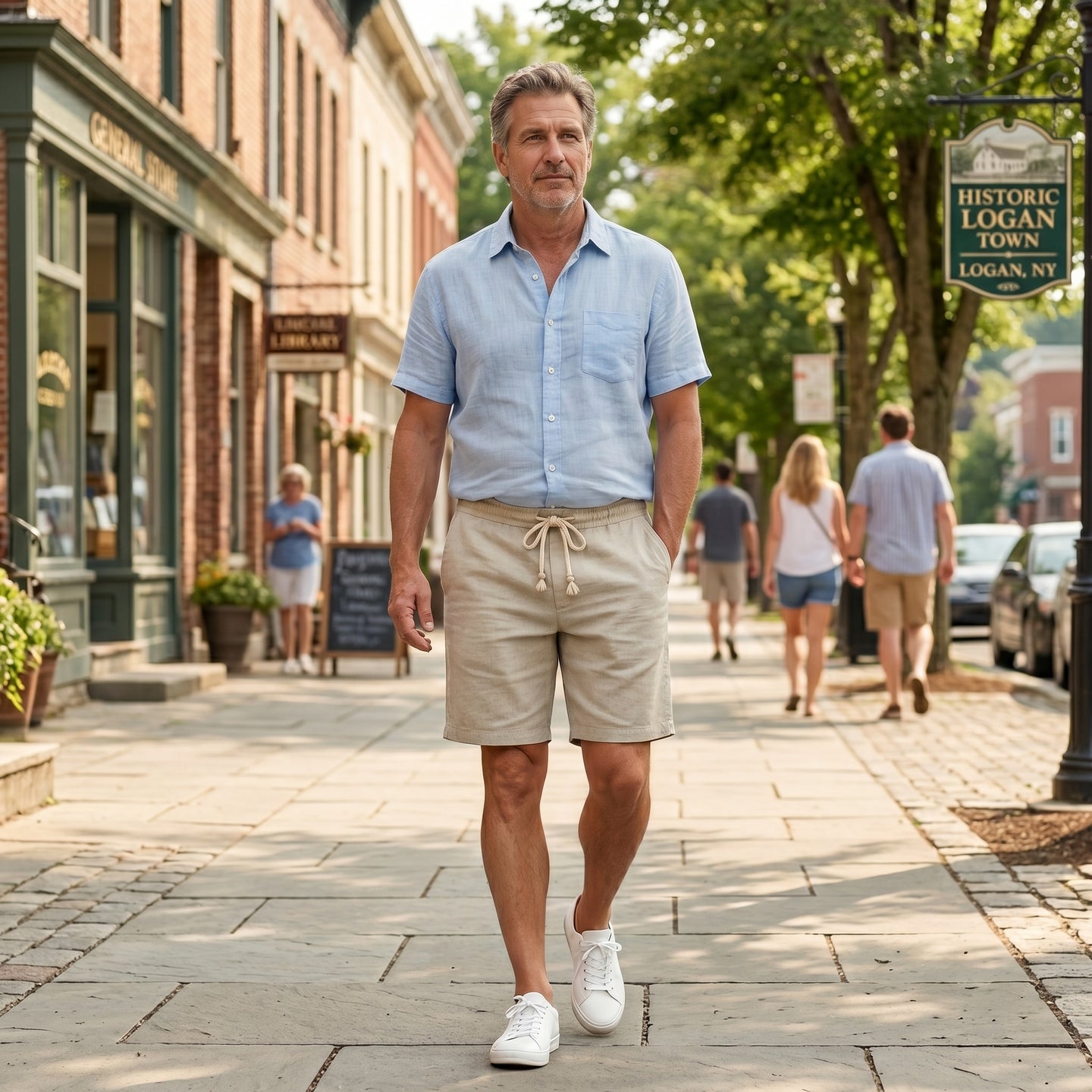 Men's Elastic Waist Drawstring Chino Shorts