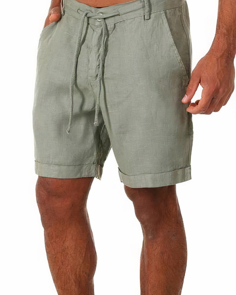 Men's Casual Drawstring Pleated Chino Shorts