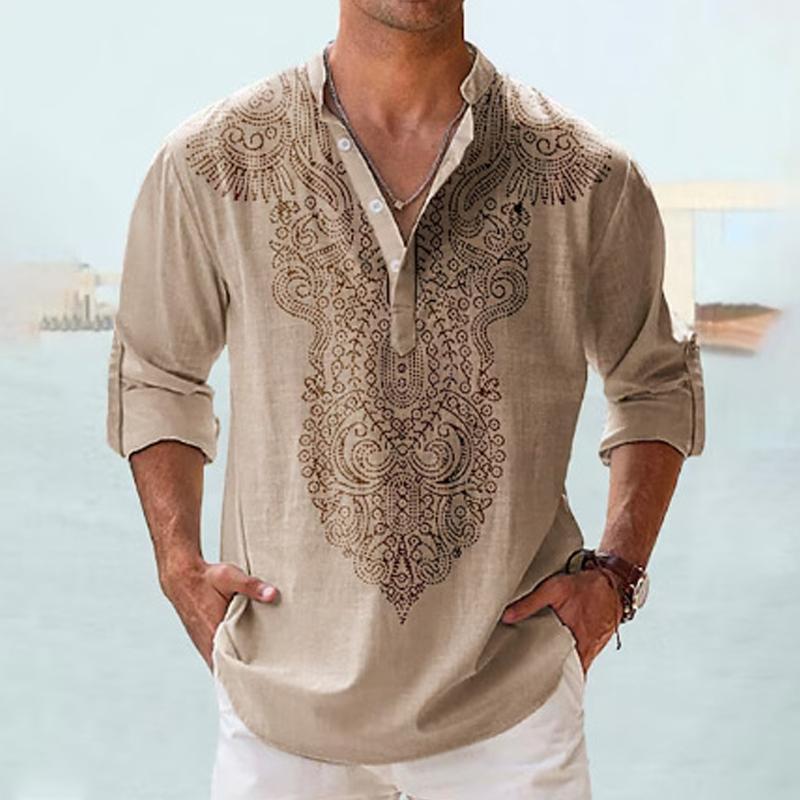 Men’s Paisley Long Sleeve Henley Shirt