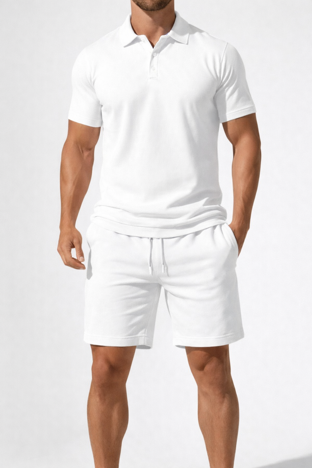 Men’s Short Sleeve Summer Polo Shirt And Shorts Set