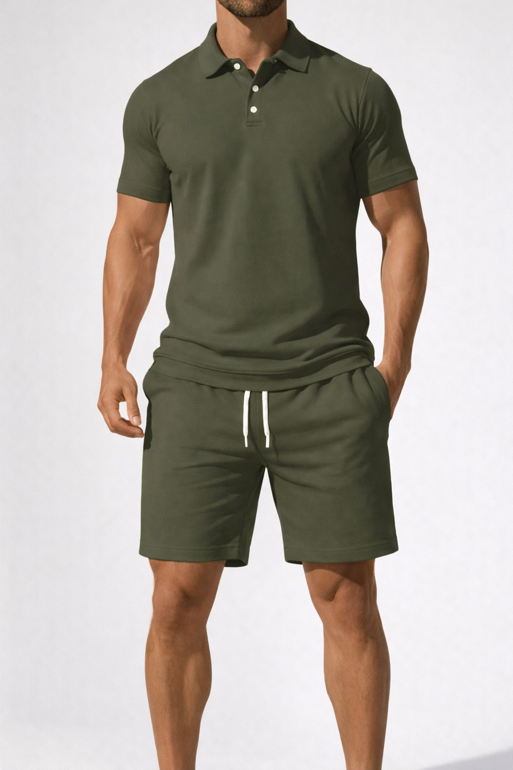 Men’s Short Sleeve Summer Polo Shirt And Shorts Set