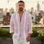 Men's Striped Button-Down Long Sleeve Beach Shirt