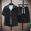Men’s Summer Textured Collared Shirt And Shorts Set