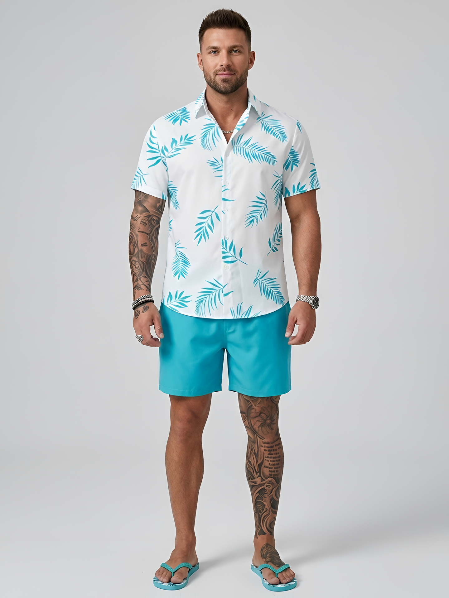 Men’s Tropical Print Short Sleeve Hawaiian Shirt