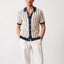 Men’s White Vertical Striped Short Sleeve Buttoned Shirt