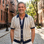 Men’s White Vertical Striped Short Sleeve Buttoned Shirt