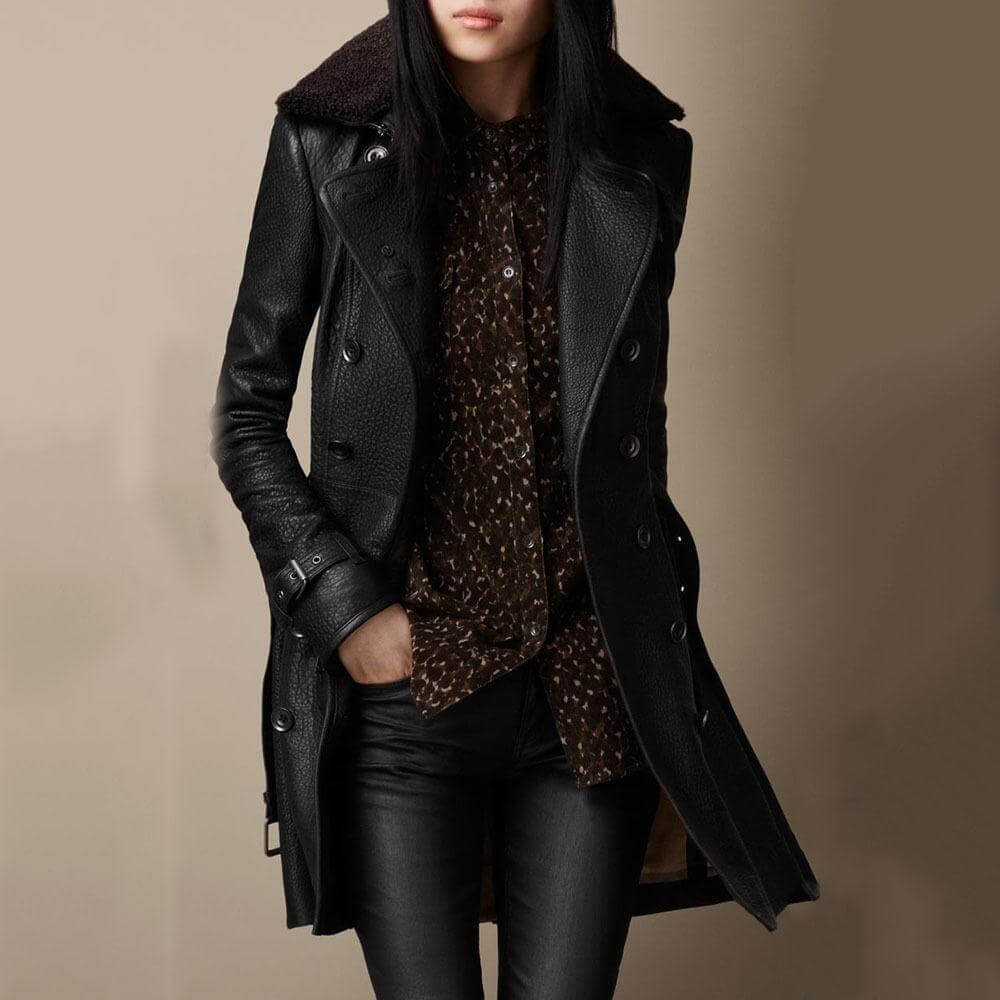 Maxine | Elegant 3/4 Leather Coat