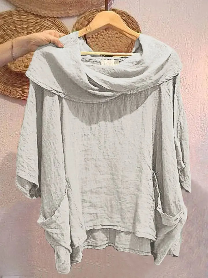 Tanith | Relaxed Fit 3/4 Sleeve Draped Neck Blouse
