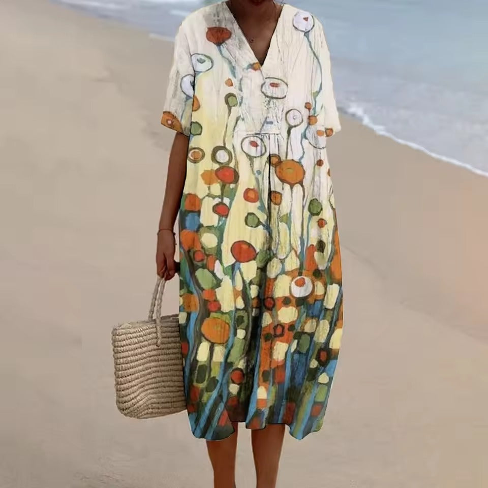 Helene | Summer Dress With Bohemian Flair And V-Neck