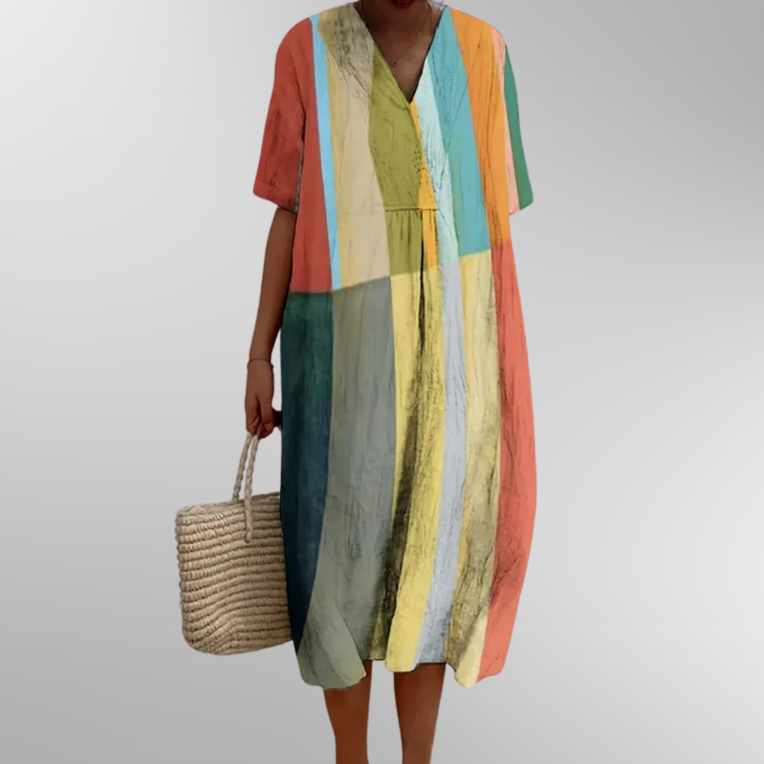Karin | Airy Summer Dress With Modern Stripe Print