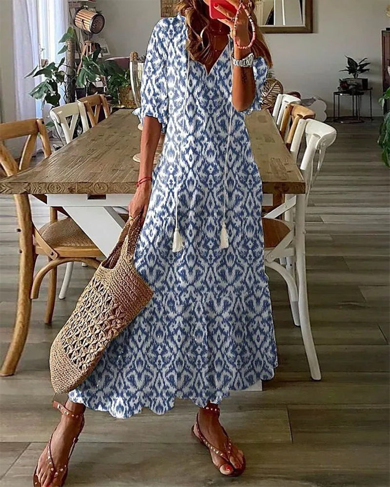 Rowena | Floral Print Long Summer Dress