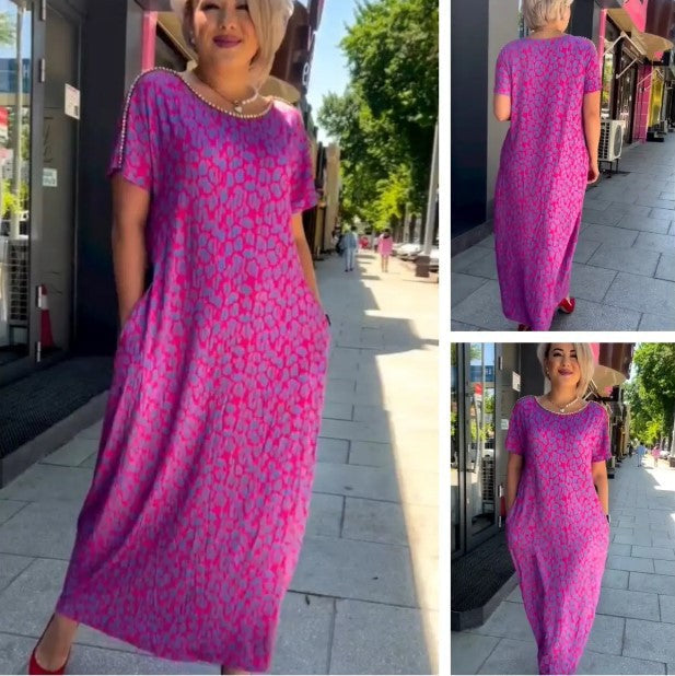 Raven | Spring Chic Printed Maxi Dress With Pockets