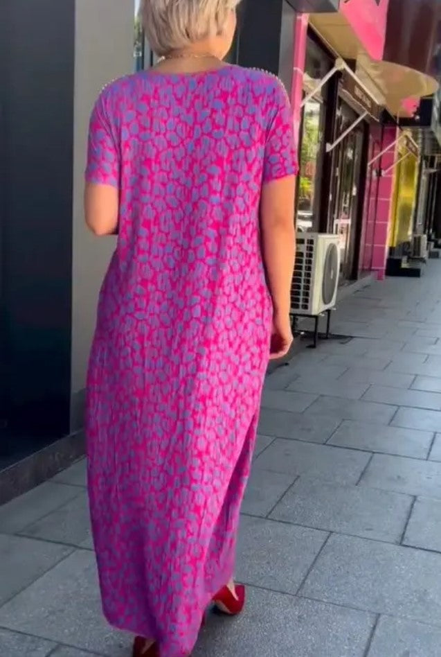 Raven | Spring Chic Printed Maxi Dress With Pockets