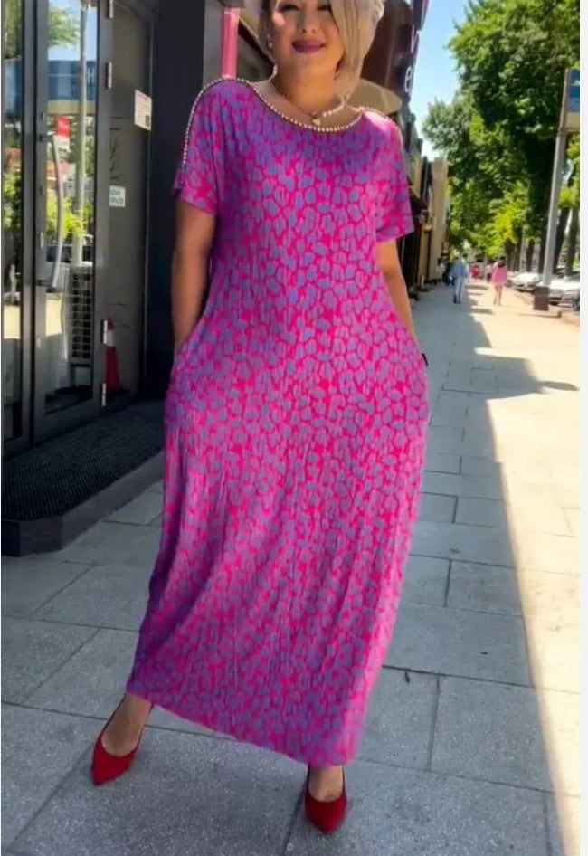 Raven | Spring Chic Printed Maxi Dress With Pockets