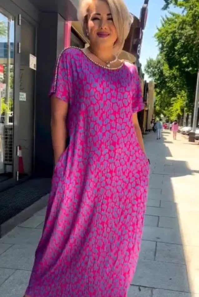 Raven | Spring Chic Printed Maxi Dress With Pockets