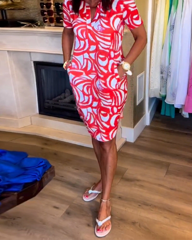 Marlo | Casual Loose Fit Printed V-Neck Dress