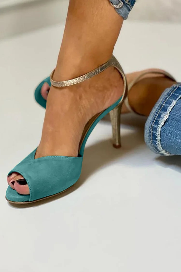 Liv | High Heel Peep-Toe Pumps With Strap And Closure