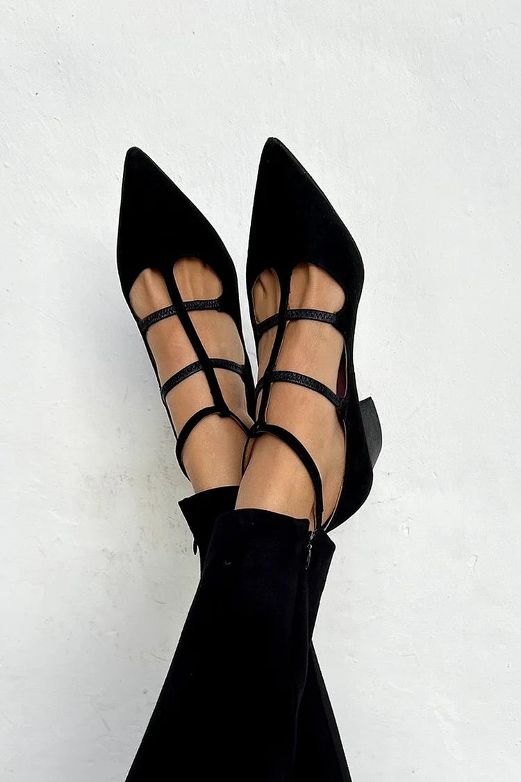 Annelore | Elegant Black Pumps With Pointed Toe And Strap
