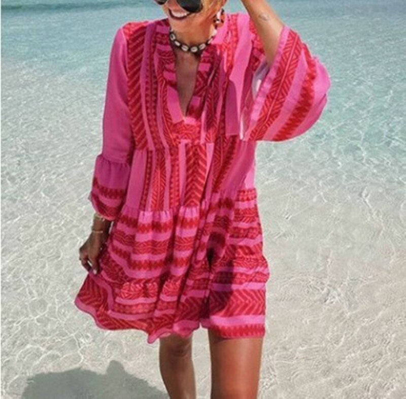 Lyra | Boho Dress With Trumpet Sleeves