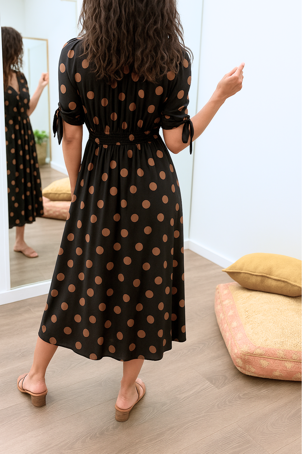 Brigitte | Elegant V-Neck Dotted Dress