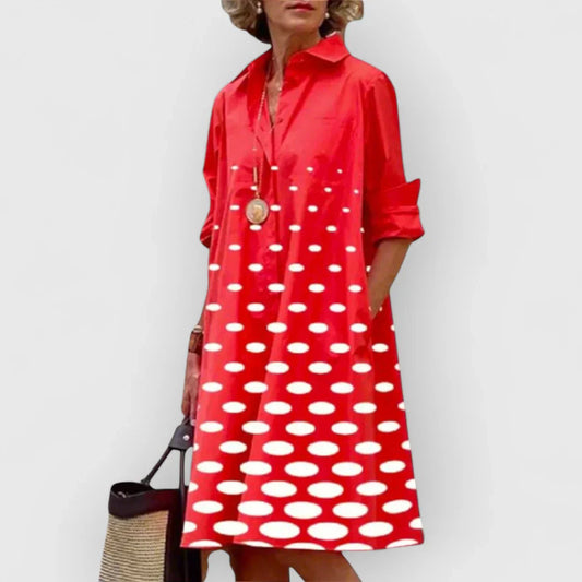 Susanne | Feminine Midi Dress With Classic Polka Dot Pattern
