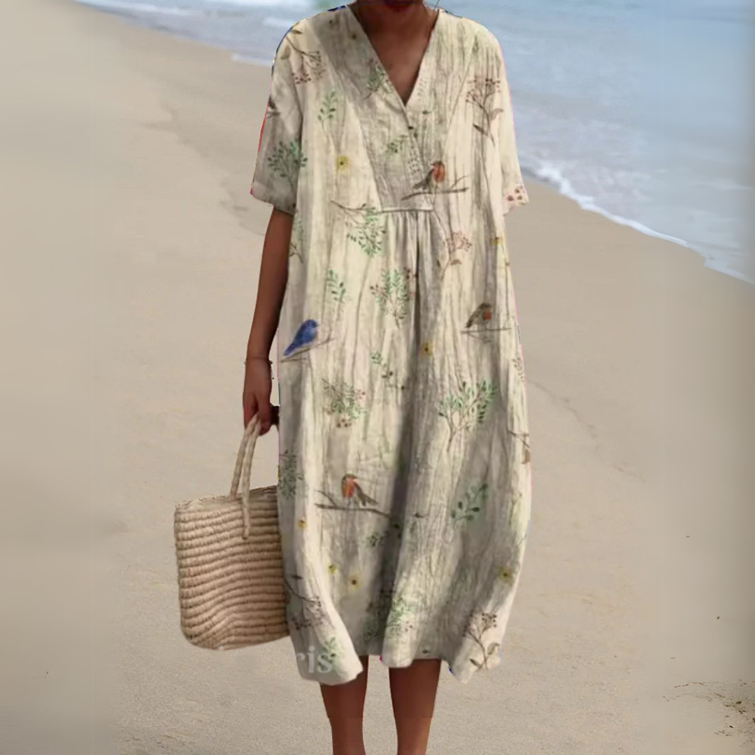 Irene | Lightweight Summer Dress With Floral Note