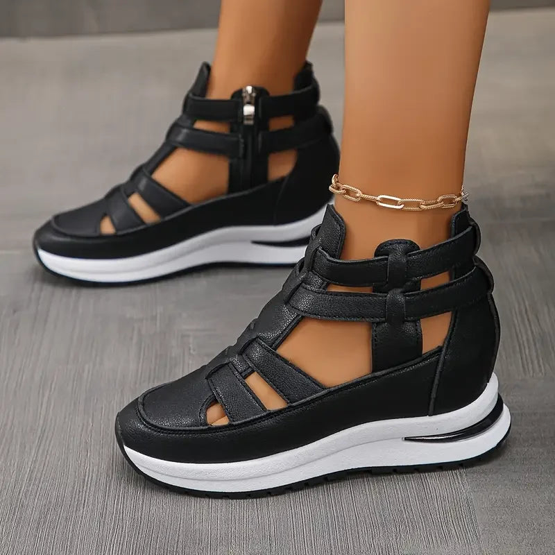 Souad | Lightweight Wedge Sandals with Side Zipper