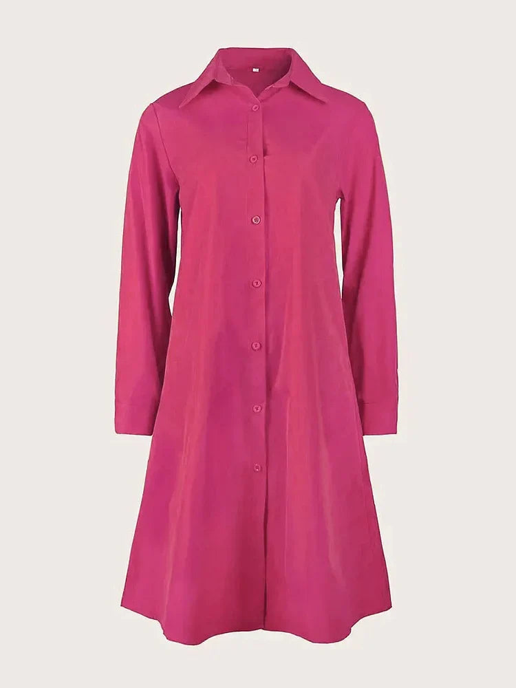 Vireya | Shirt Collar Pocket Midi Dress