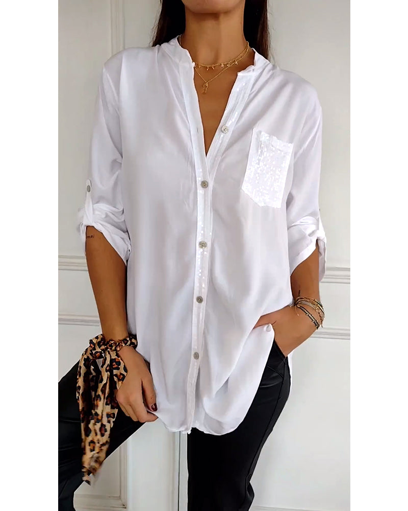 Veda | Paneled Relaxed Fit Sequin Top