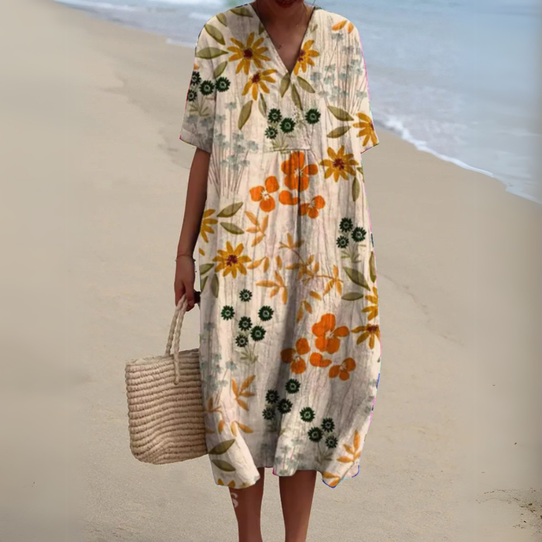 Irene | Lightweight Summer Dress With Floral Note