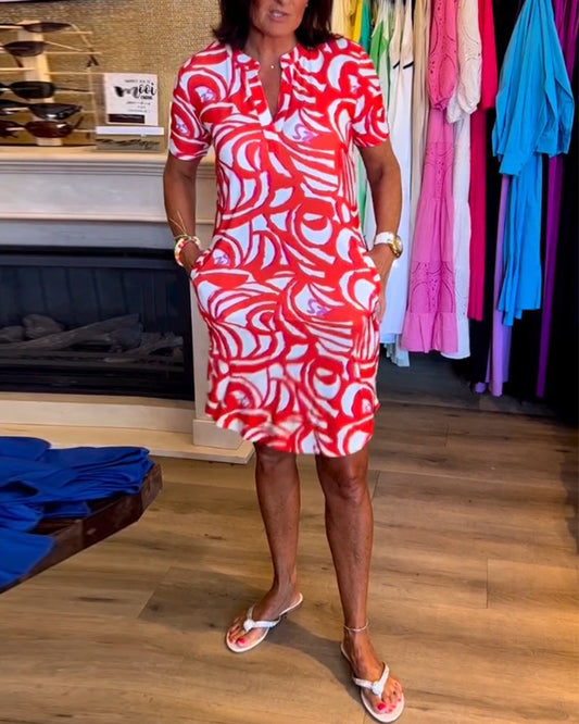 Marlo | Casual Loose Fit Printed V-Neck Dress